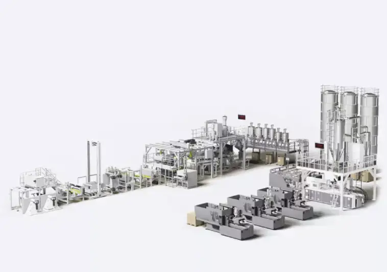 Complete plant for plastics processing