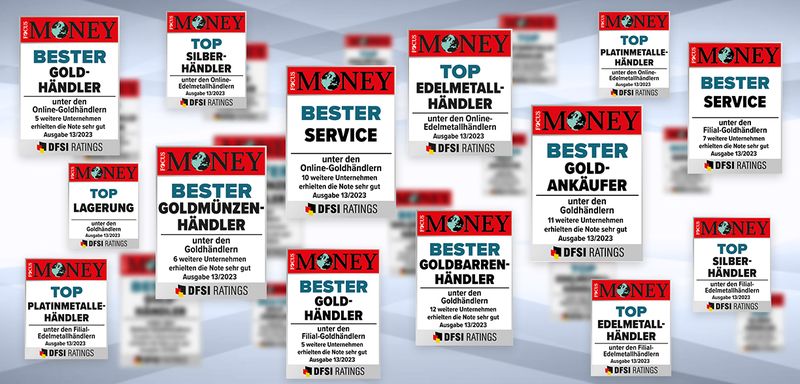 Testsieger Focus Money Eine Übersicht der Focus Money Siegel bei denen philoro Testsieger ist.