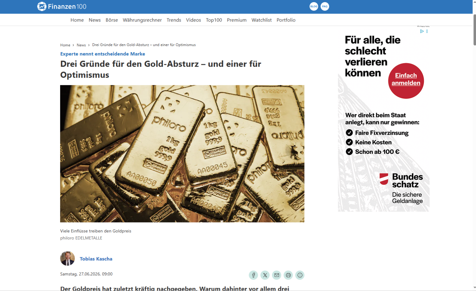 Drei Gründe für den Gold-Absturz Tobias Kascha im Interview - drei Gründe für den Gold-Absturz - und einer für Optimismus.