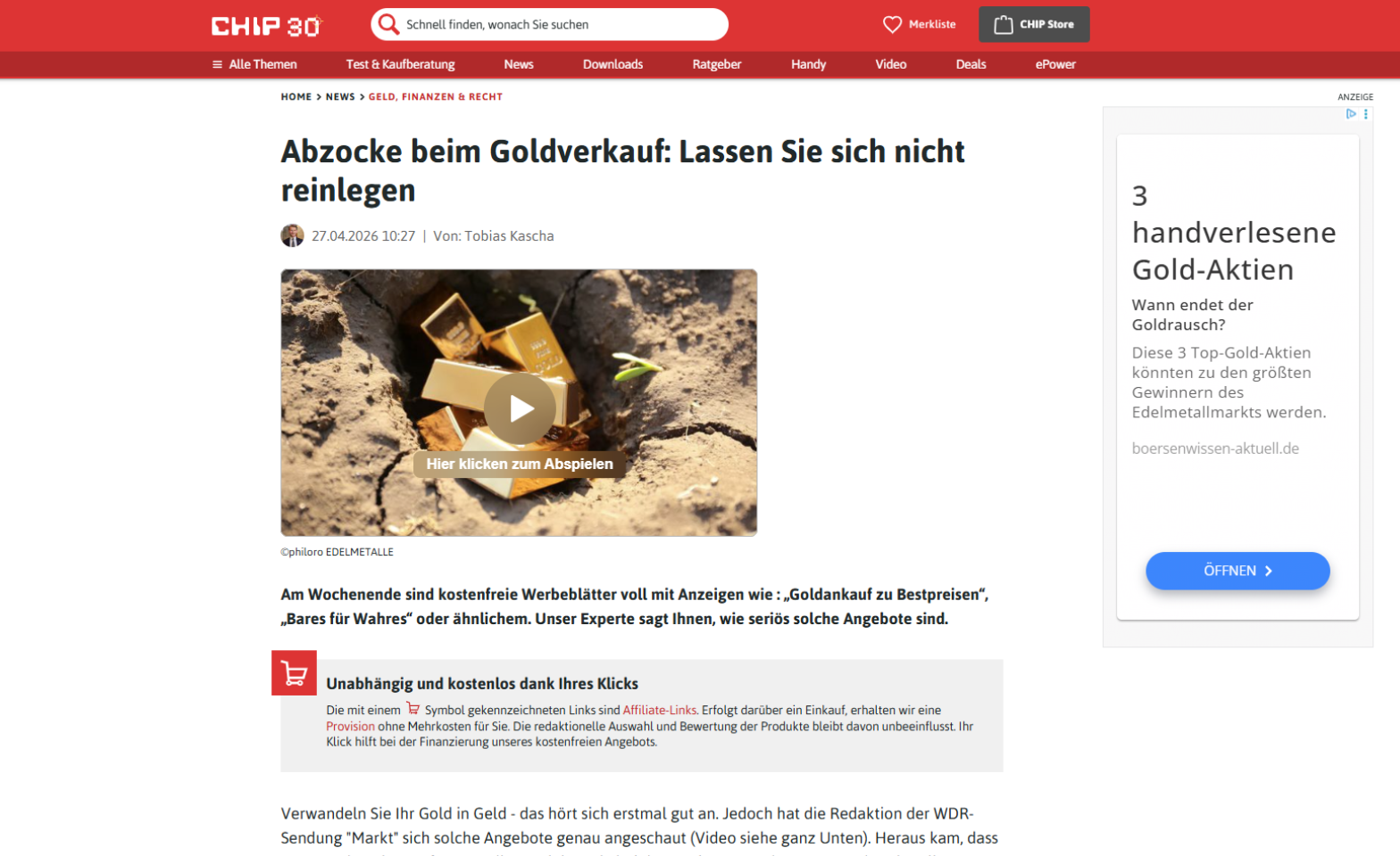 Abzocke beim Goldverkauf: Lassen Sie sich nicht reinlegen.