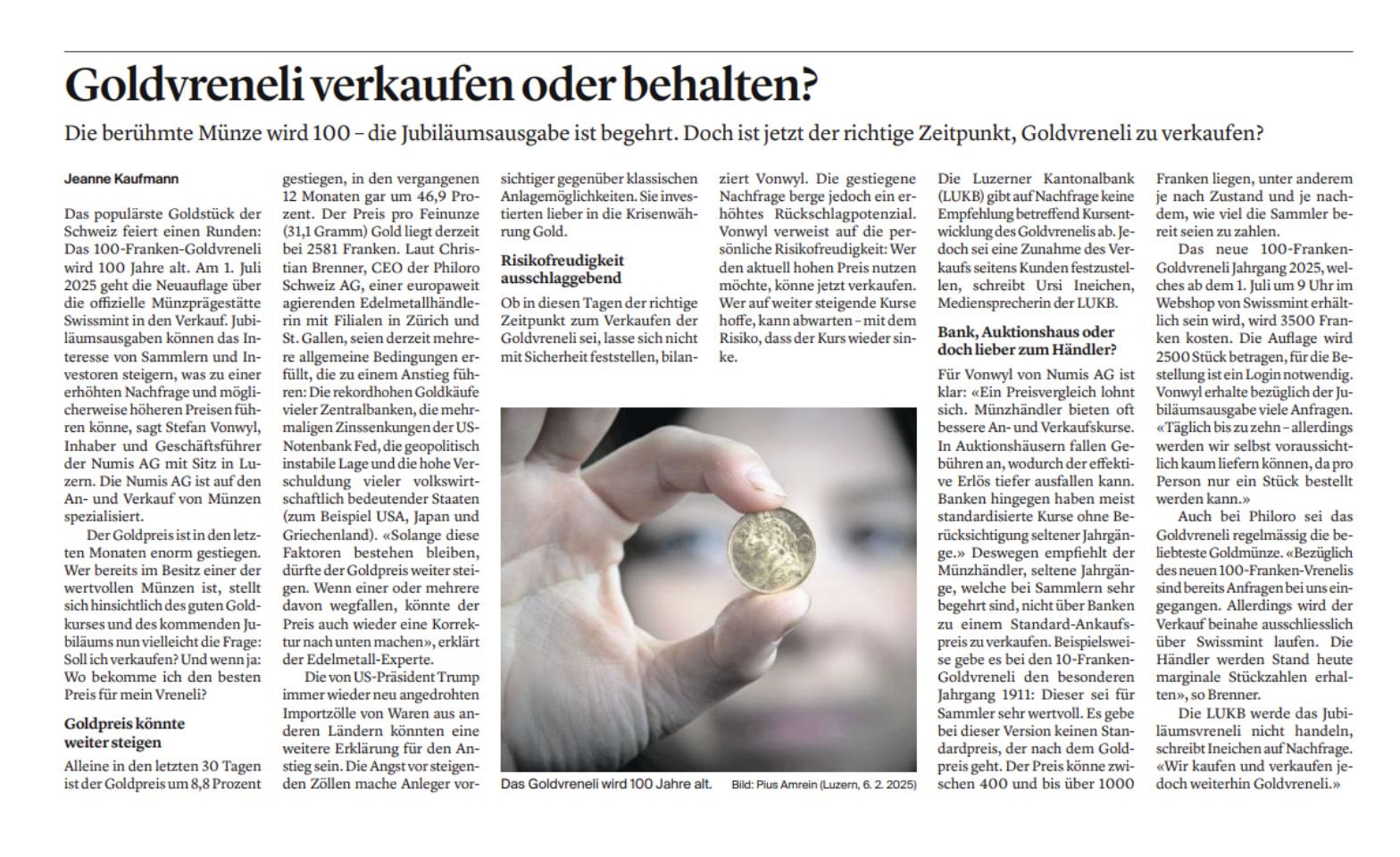 Goldvreneli Goldvreneli verkaufen oder behalten?