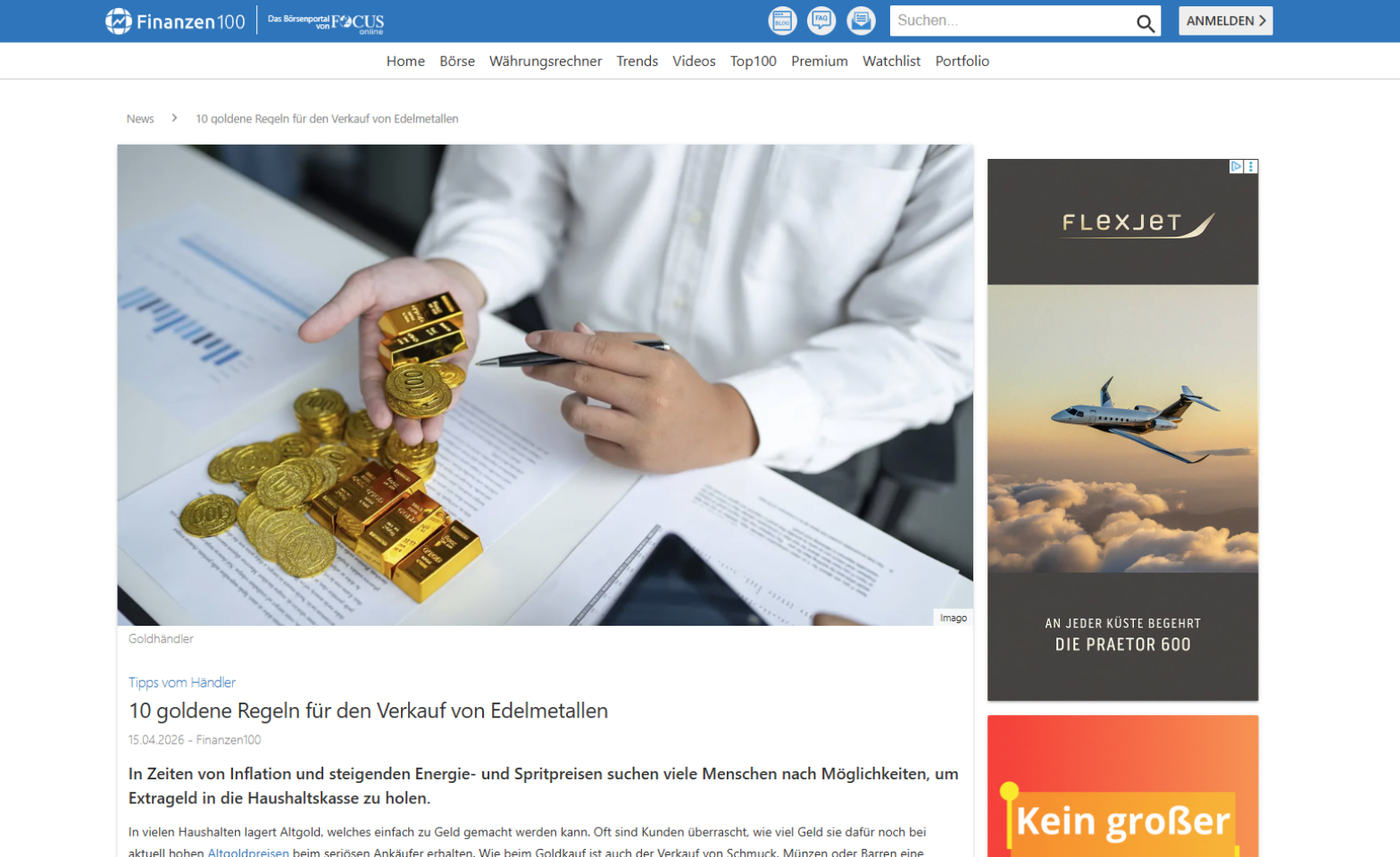 10 goldene Regeln für den Verkauf von Edelmetallen.