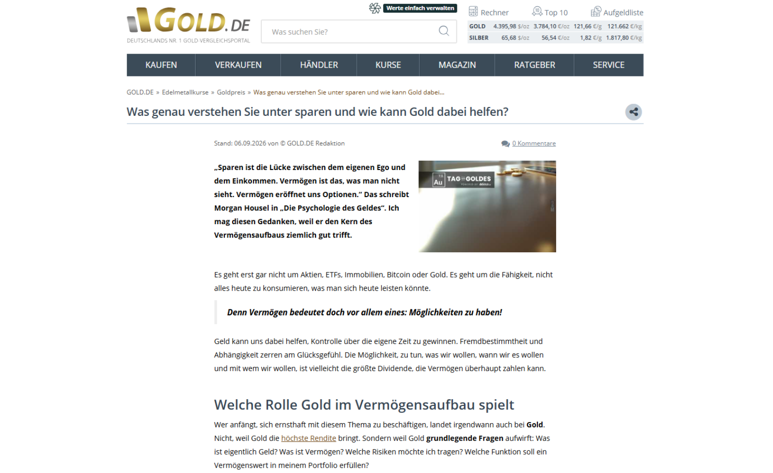 Gold.de Kascha 06.09.2026 philoro Geschäftsführer Tobias Kascha darüber, wie Gold beim Sparen helfen kann.
