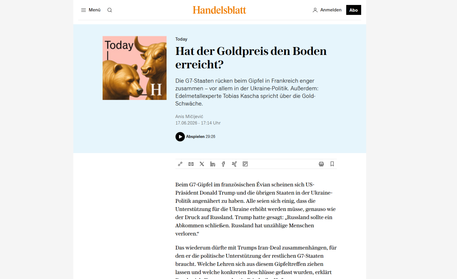 Hat der Goldpreis den Boden erreicht?