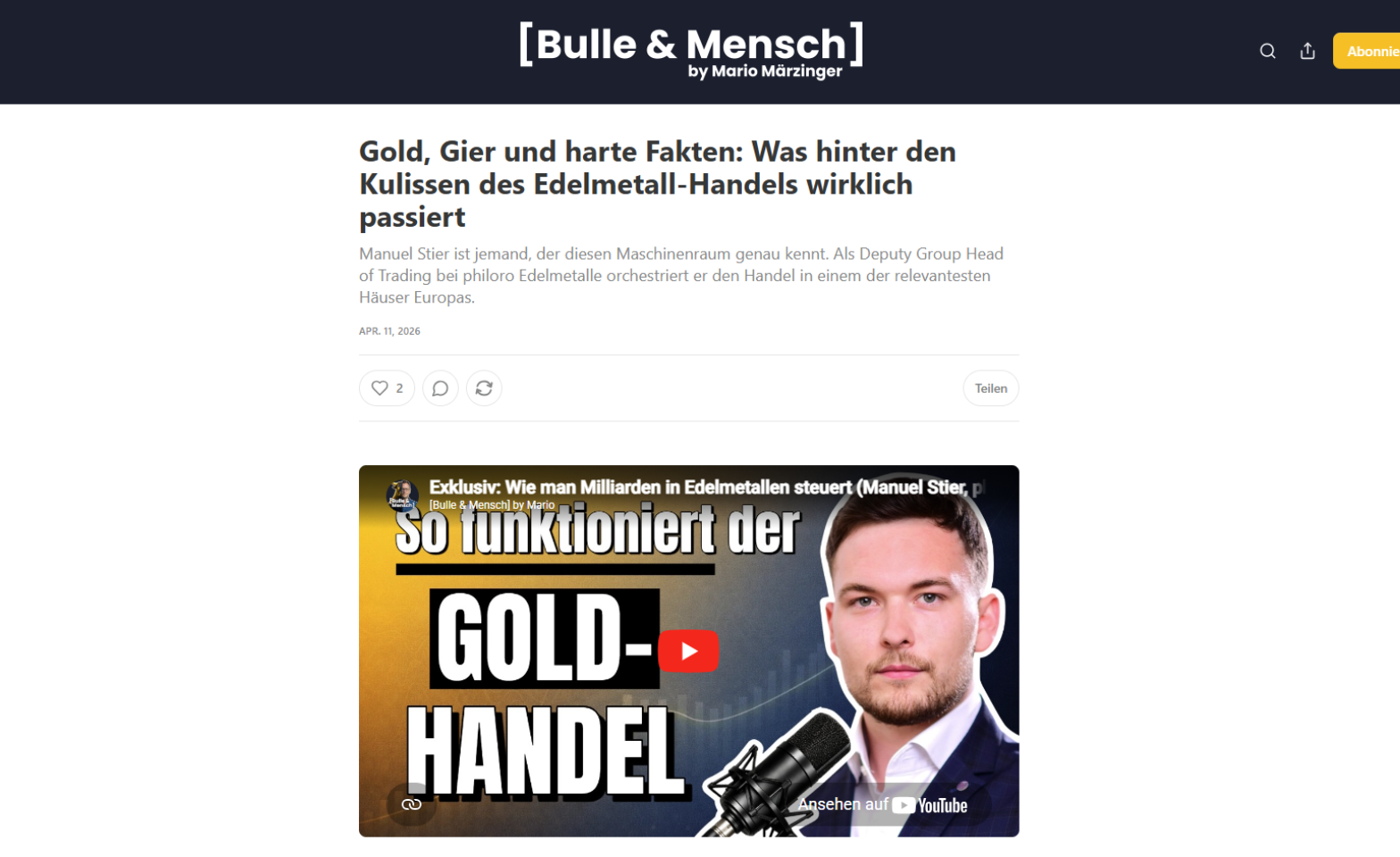 Manuel Stier zu Gast beim Podcast Bulle & Mensch.