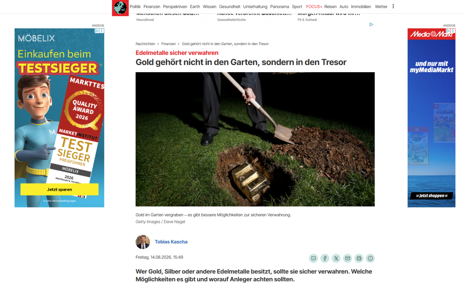 Gold gehört nicht in den Garten, sondern in den Tresor.