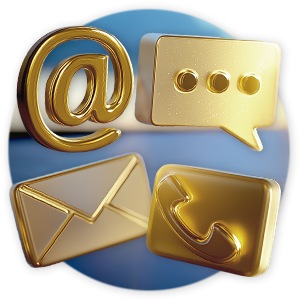 Contact An image with an @, email, message, and phone icon.