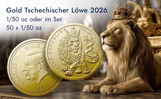 Grafik eines Gold Tschechischer Löwe 1/50 oz - 2026