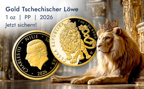 Grafik eines Gold Tschechischer Löwe 1 oz PP - 2026 (inkl. Etui und COA)