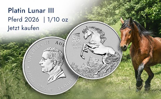 Platin Lunar III 1/10 oz - Pferd 2026 Grafik des Platin Lunar III 1/10 oz - Pferd 2026