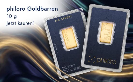 Goldbarren 10 g - philoro Grafik eines Goldbarren 10 g - philoro