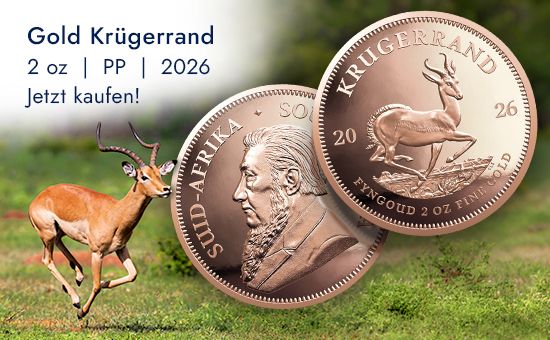 Grafik eines Gold Krügerrand 2 oz PP - 2026