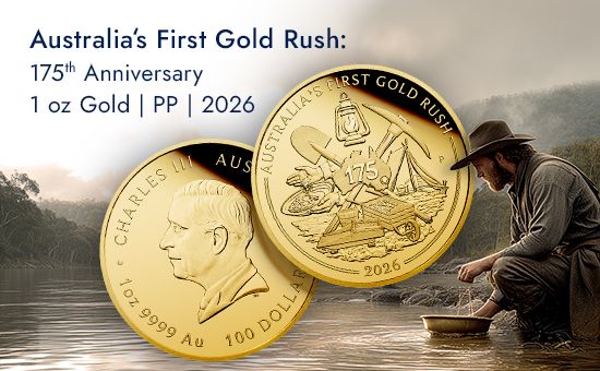 Grafik des Gold Australia's First Gold Rush 1 oz PP - 175th Anniversary - 2026