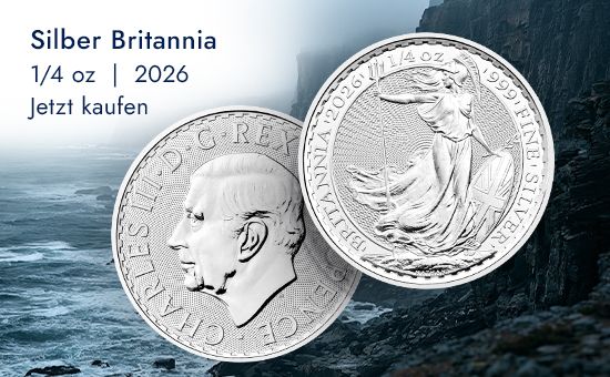 Silber Britannia 1/4 oz Vorder- und Rückseite