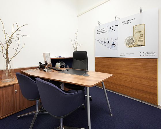 Ein Foto des Beratungsraumes der philoro Filiale in Salzburg.