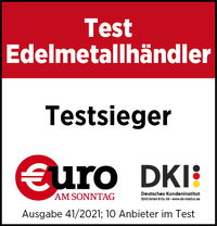 Siegel von Euro am Sonntag zu Testsieger im Test Edelmetallhändler