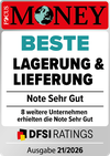 Beste Lagerung und Lieferung von Gold-Sparplänen Siegel von Focus Money mit der Note Sehr Gut für philoro.