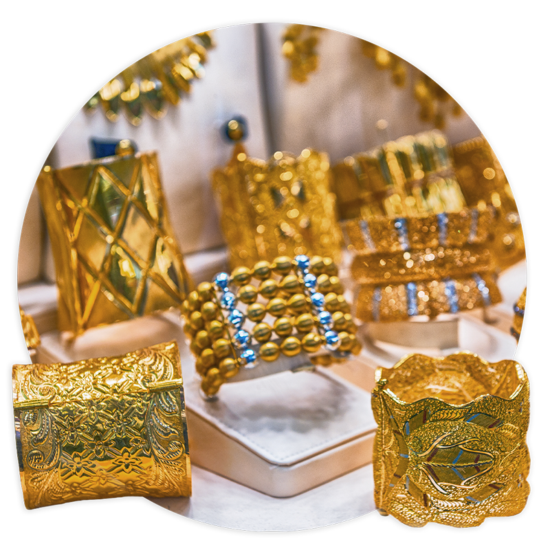 Schmuck Schmuck ist im Nahen Osten eine sichtbare Form von Wohlstand.