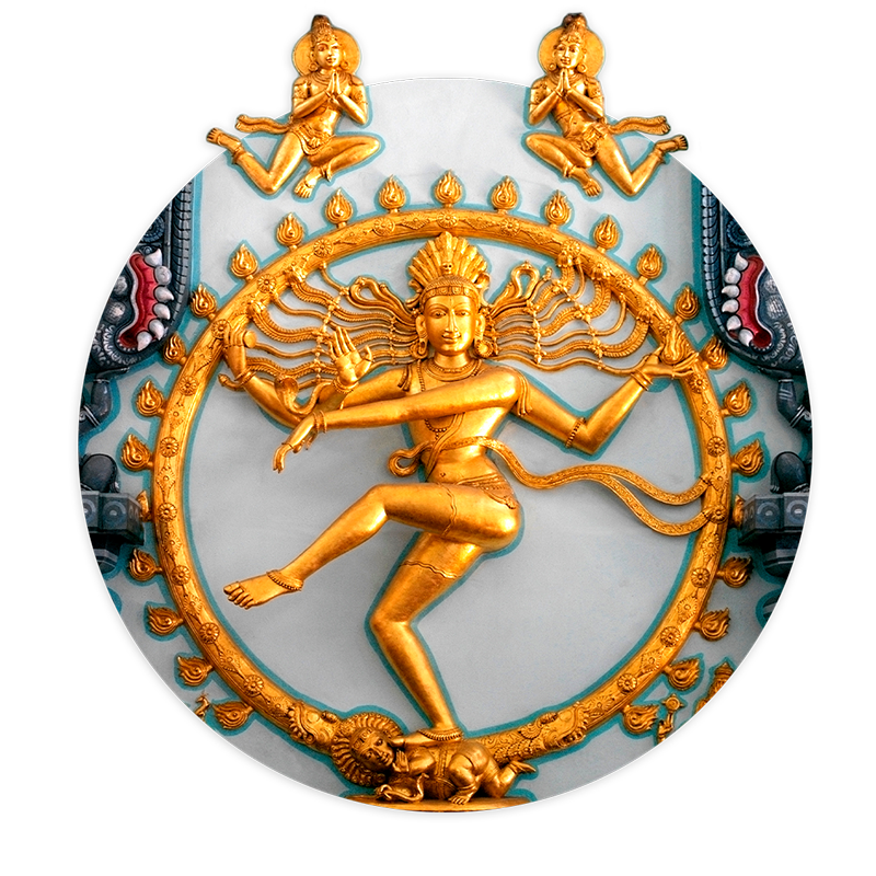 Eine goldene Skulptur aus einem indischen Tempel.