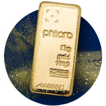 Ein 1kg-philoro-Barren 999,9 Gold.