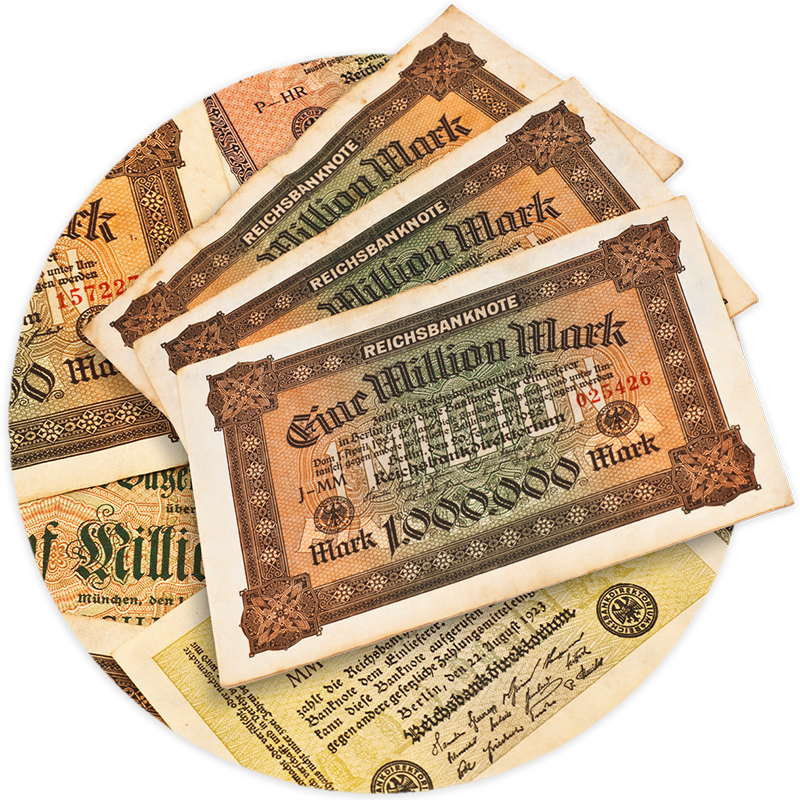 Reichsbanknote Hyperinflation in der Weimarer Republik.