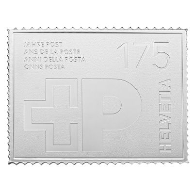 Silberne Briefmarke Ein Foto der silbernen Briefmarke.