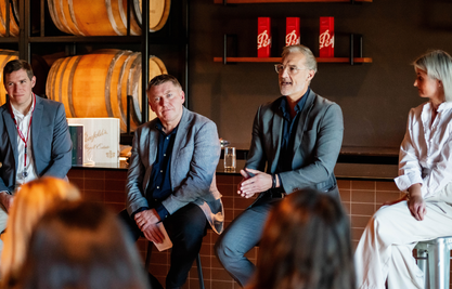 Photo featuring the panellists during the World of Wine conversation at Treasury Wine Estates