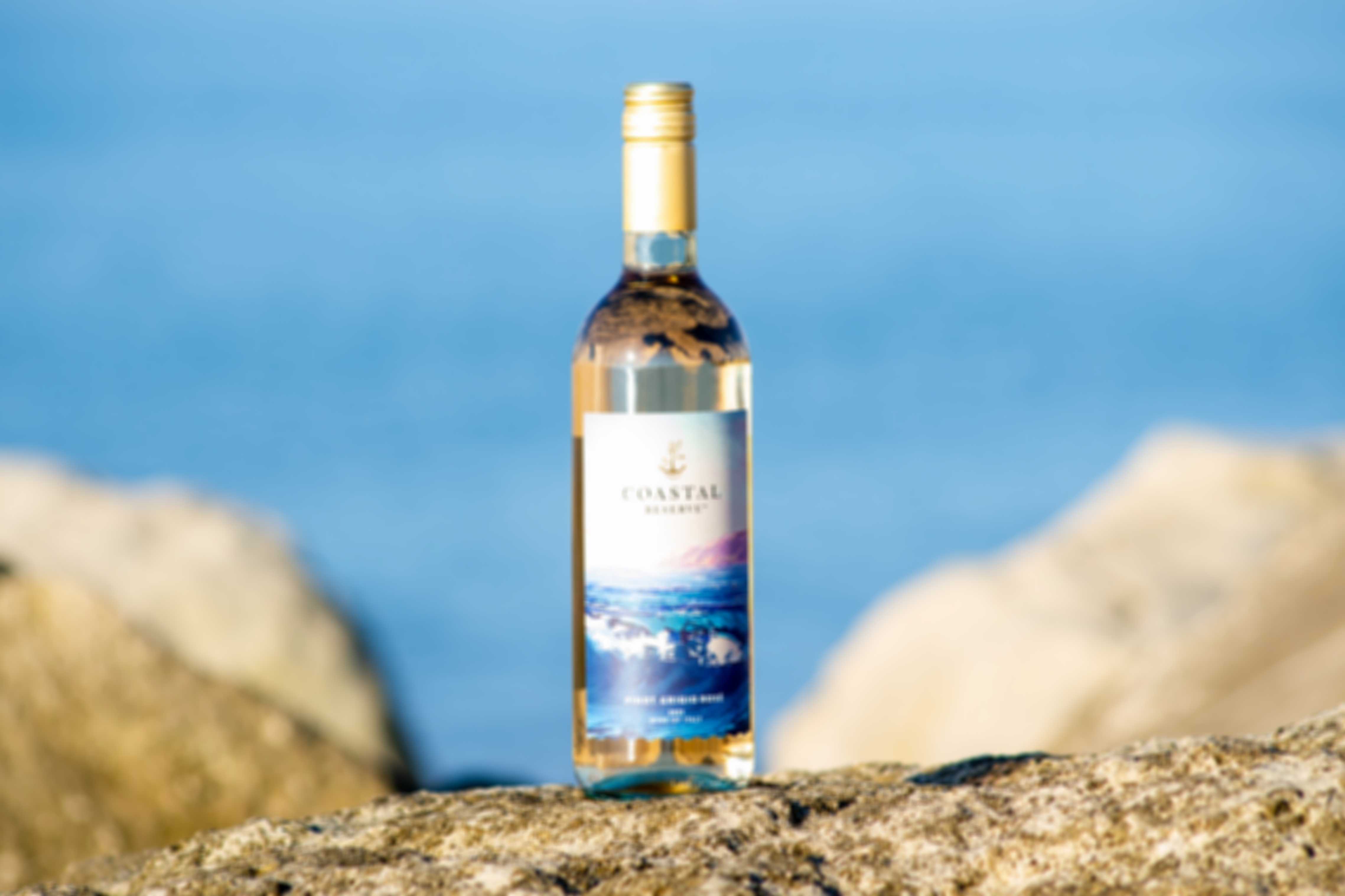 Coastal Reserve bottle on rocks