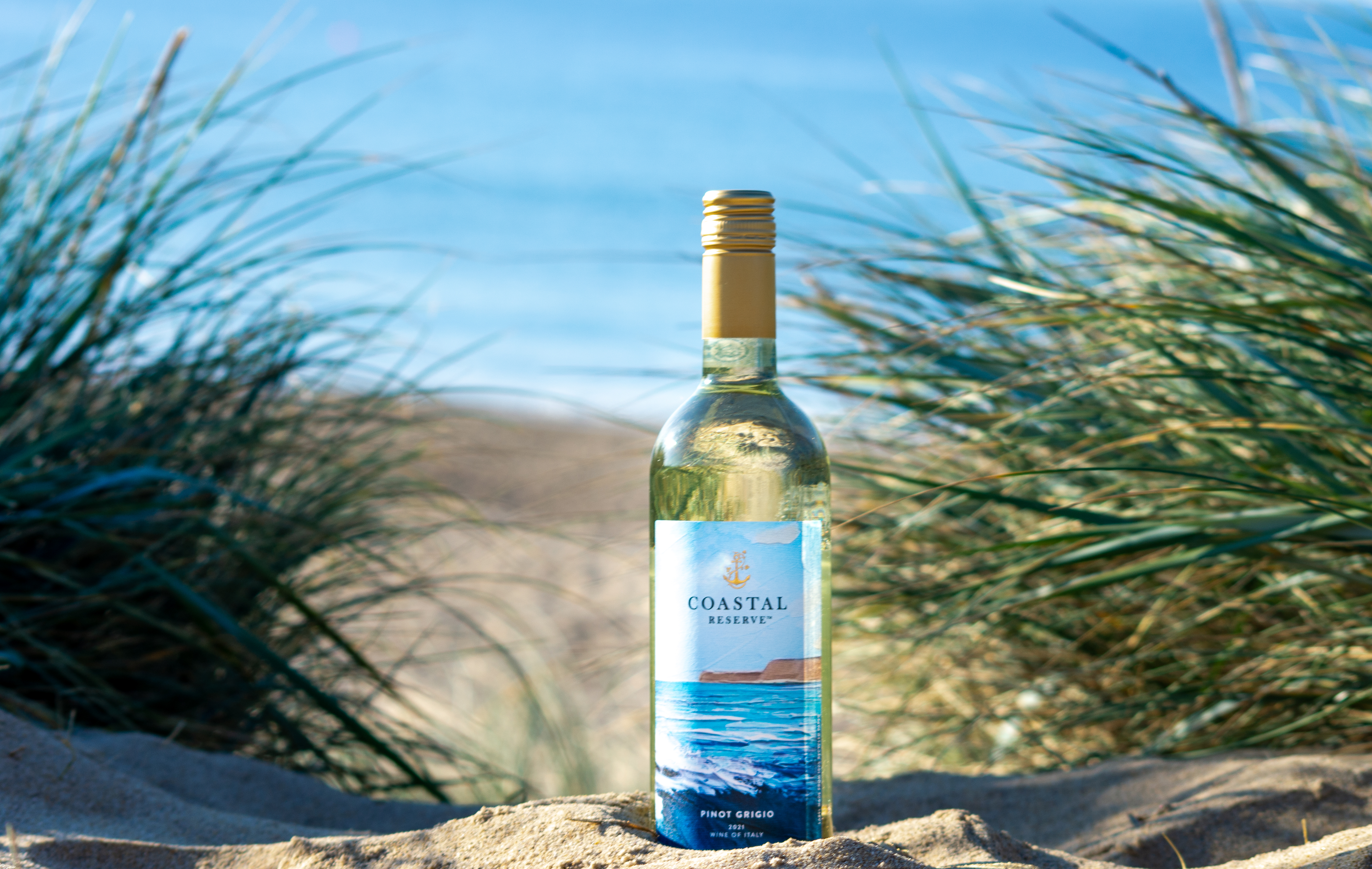 Coastal Reserve bottle in the dunes
