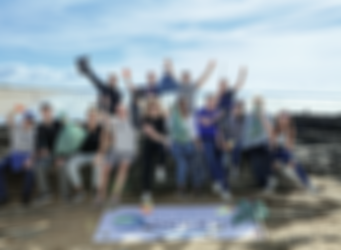 Beach clean-up crew group photo