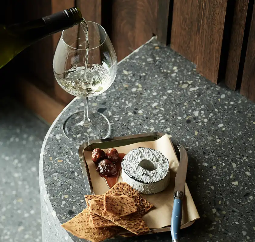 Cheese platter and wine at St Hubert's cellar door