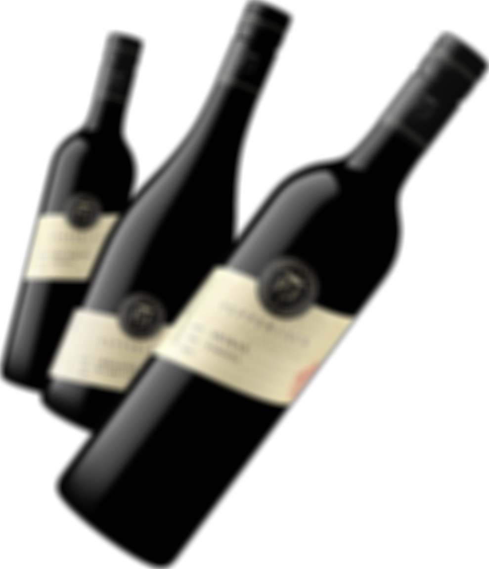 Three bottles of wine slightly rotated