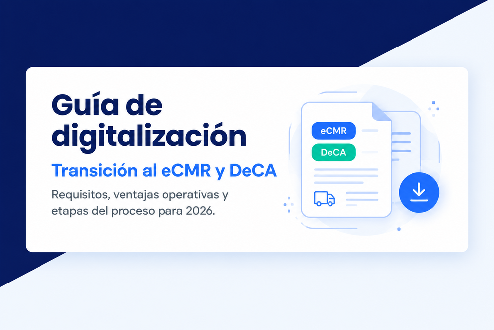 Guía práctica descargable sobre la digitalización del eCMR y el documento DeCA para transportistas.