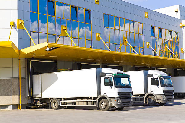 Trucks at logistics platforms