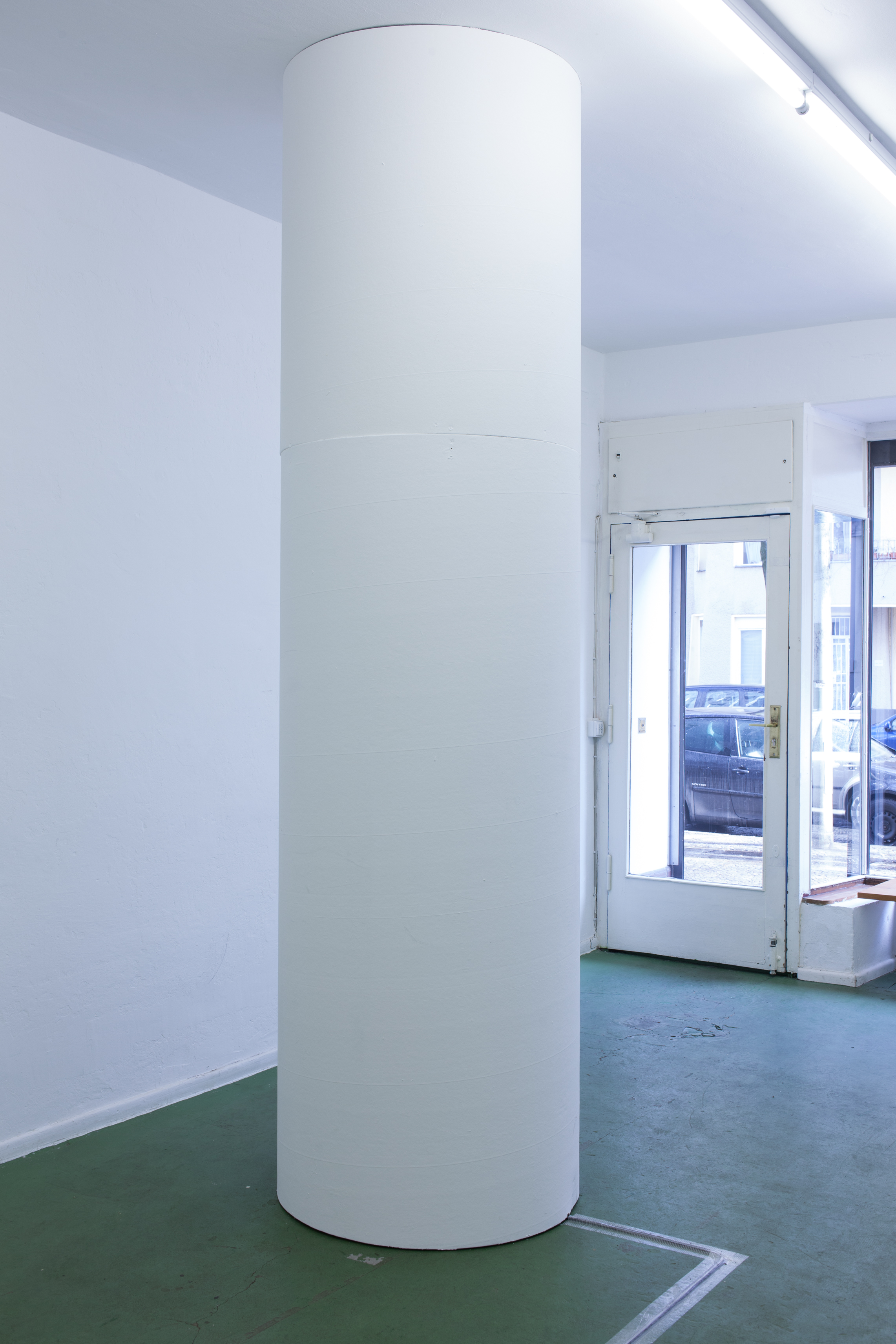 Grayson Revoir, Uncertain Column, 2017. Dimensions variable, audio, cardboard, paint