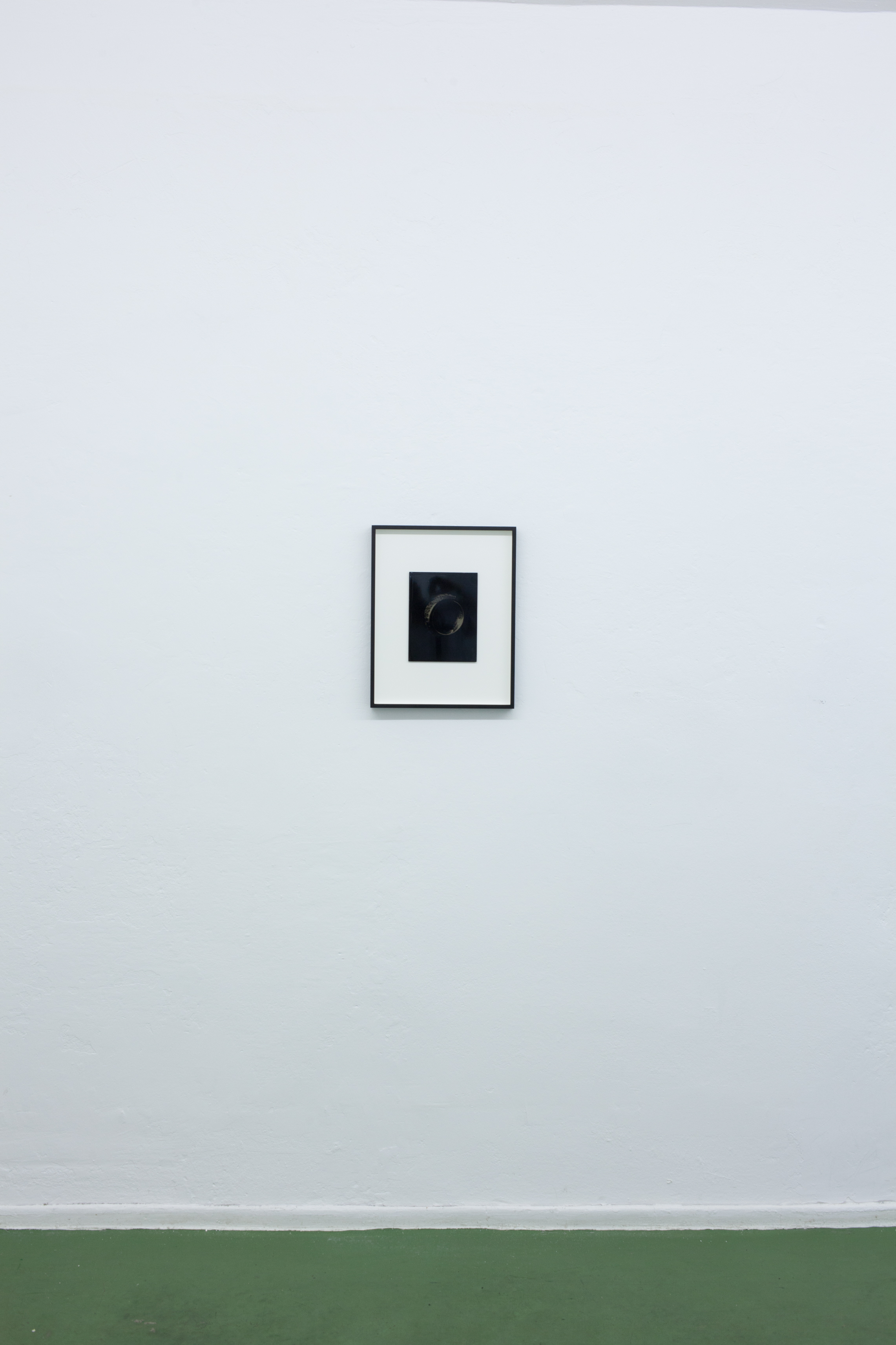 Richard Frater, Not titled, 2017. Ambrotype (collodian positive print on glass); Commissioned souvenir ring with personal engraving by Jens Hansen (official ringmaker for "The Lord of the Rings") constructed from silver residue extract from processed 16mm film