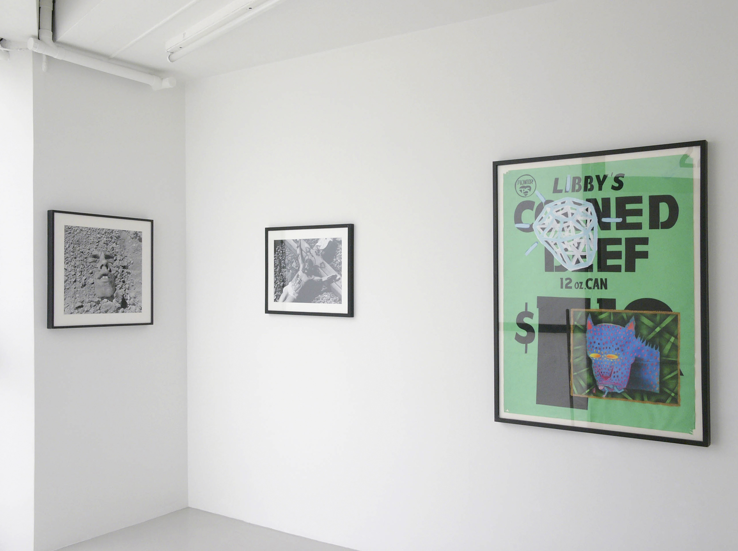 David Wojnarowicz, Untitled (Face in Dirt), 1991; Untitled (Christ); 1988-89; Libby’s Corned Beef; 1983. 