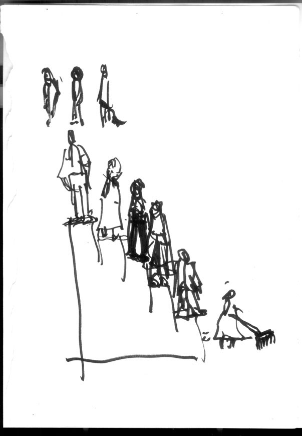 Josef Kramhöller, O. T. (Soziale Treppe) [Social Staircase],1999. Marker on paper, 29,5 x 20,5 cm. 