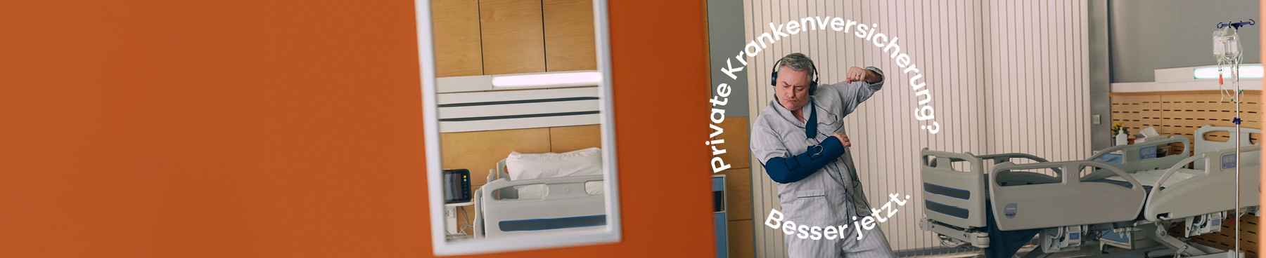 Tanzender Mann mit gebrochenem Arm