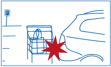 Skizze eines Parkschadens mit einem Einkaufswagen