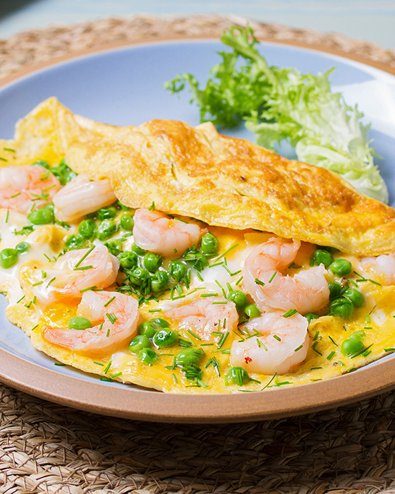 Omelette mit Shrimps