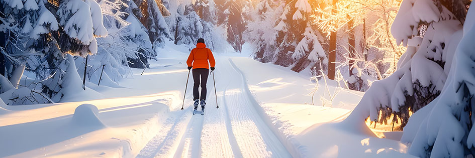 Langlauf im verschneiten Winterwald