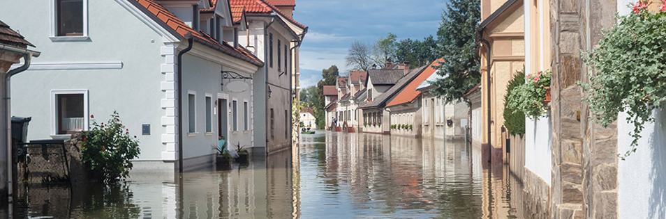 häuser im hochwasser