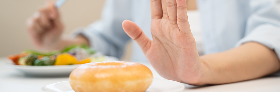 Nein zum Donut - abwehrende Hand