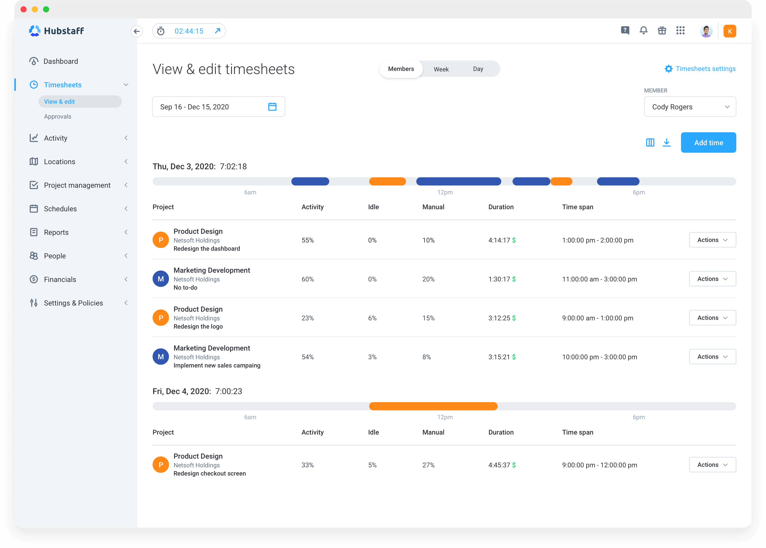 Hubstaff tijdregistratie app