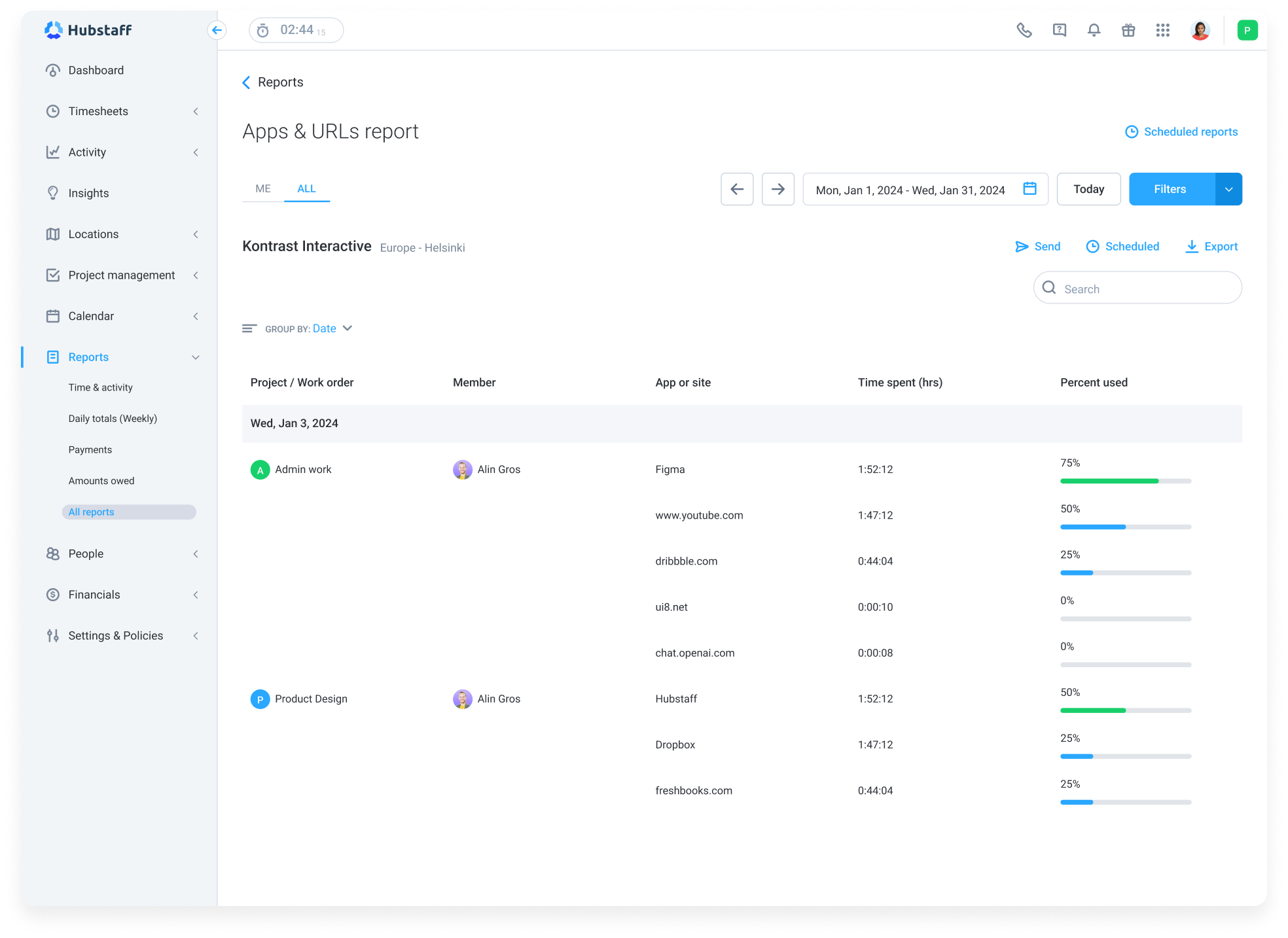 ClickUp time tracking integration Hubstaff