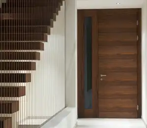 Moderne Glastür mit Holzrahmen – Kombination aus Transparenz und Natürlichkeit