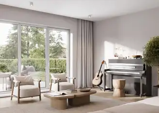 Elegantes Wohnzimmer mit großen Kunststofffenstern in München – lichtdurchflutet, energieeffizient und stilvoll eingerichtet