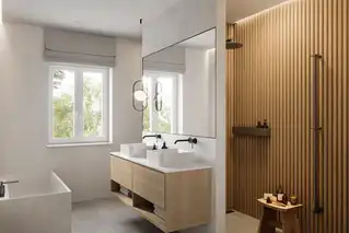 Modernes Badezimmer mit Kunststofffenstern in München – energieeffiziente Fenster für mehr Licht und stilvolles Ambiente