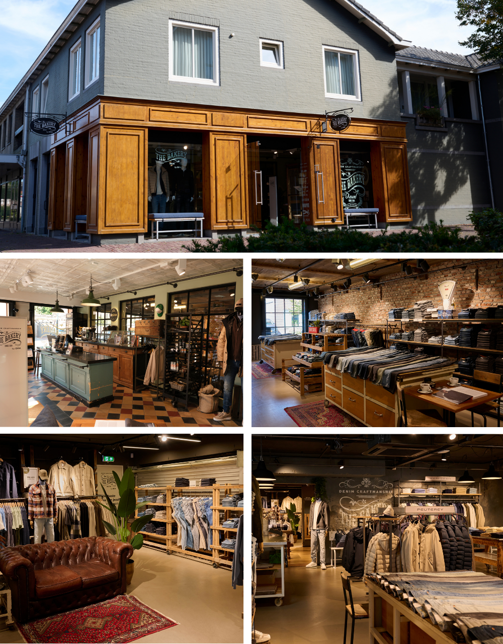 Collage van The Bakery by OFM. in Reusel. Foto's van buitenkant en binnenkant winkel